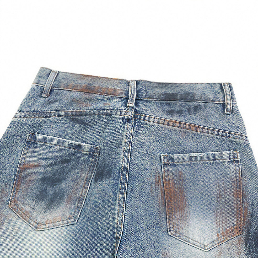 Men's Spring Dirty Wash Barrel Baggy Wide Leg Denim Jeans