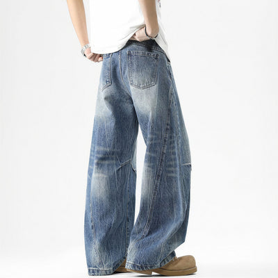 Men's Spring Vintage Washed Wide Leg Denim Jeans