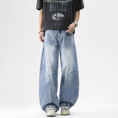 Men's Spring Vintage Washed Wide Leg Denim Jeans