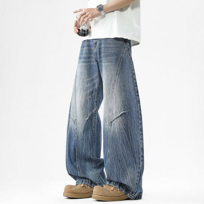 Men's Spring Vintage Washed Wide Leg Denim Jeans