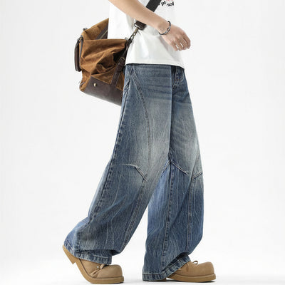 Men's Spring Vintage Washed Wide Leg Denim Jeans