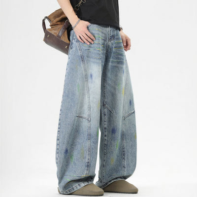 Men's Spring Graffiti Barrel Baggy Wide Leg Denim Jeans