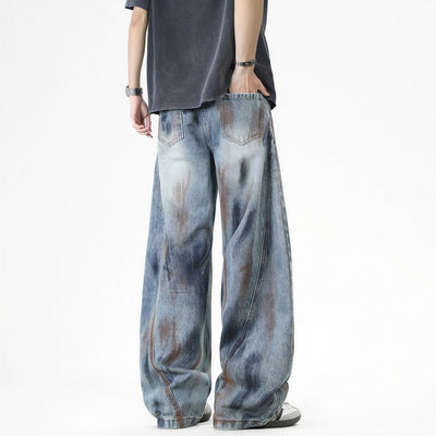 Men's Spring Dirty Wash Barrel Baggy Wide Leg Denim Jeans