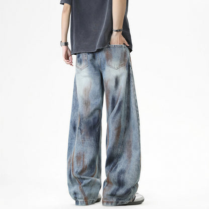 Men's Spring Dirty Wash Barrel Baggy Wide Leg Denim Jeans