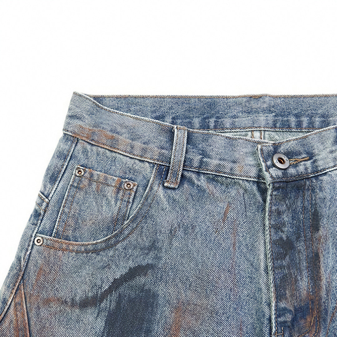 Men's Spring Dirty Wash Barrel Baggy Wide Leg Denim Jeans