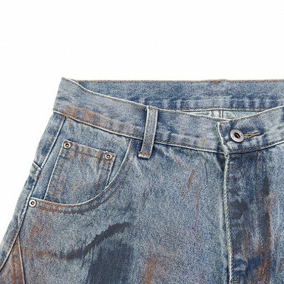 Men's Spring Dirty Wash Barrel Baggy Wide Leg Denim Jeans