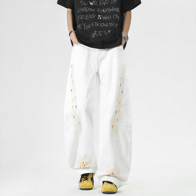 Men's Spring Side Graffiti Baggy Wide Leg Denim Jeans