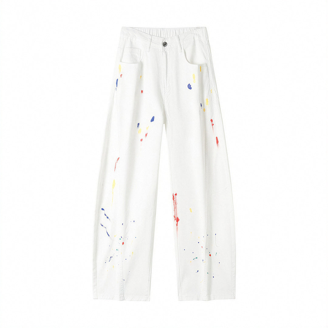 Men's Spring Splash Ink Graffiti Baggy Wide Leg Denim Jeans