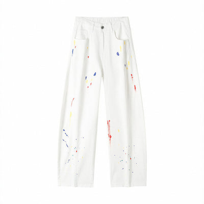 Men's Spring Splash Ink Graffiti Baggy Wide Leg Denim Jeans