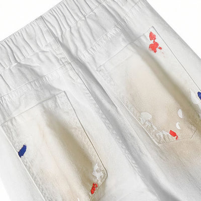 Men's Spring Dirty Wash Splash Ink Wide Leg Denim Jeans