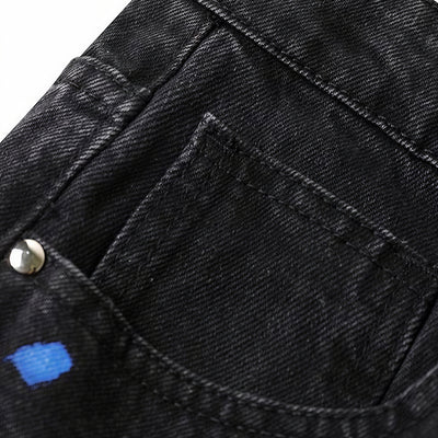Men's Spring Splash Ink Graffiti Baggy Denim Jeans