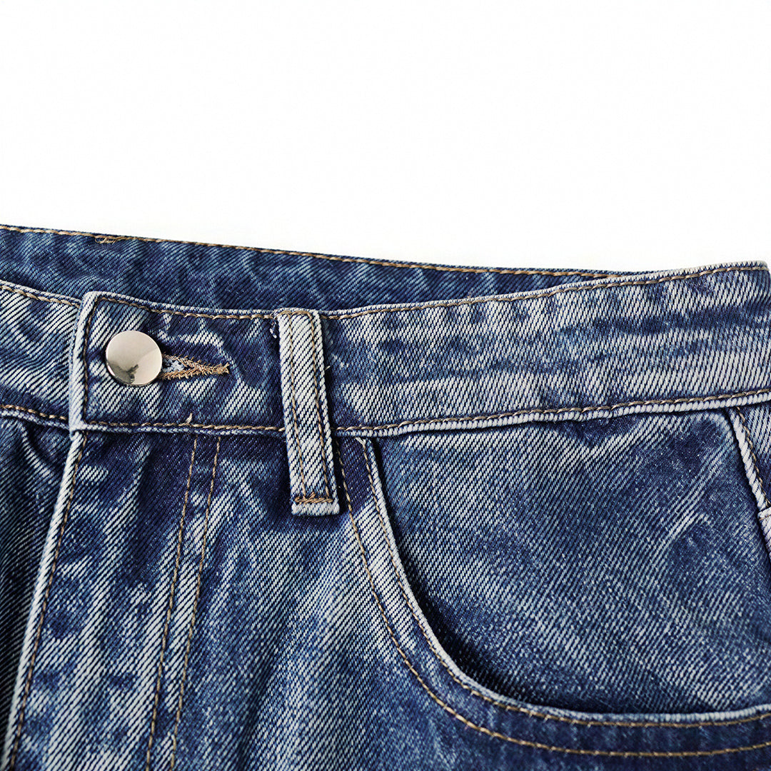 Men's Spring Color Splash Ink Washed Baggy Denim Jeans