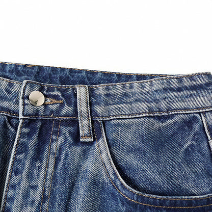 Men's Spring Color Splash Ink Washed Baggy Denim Jeans