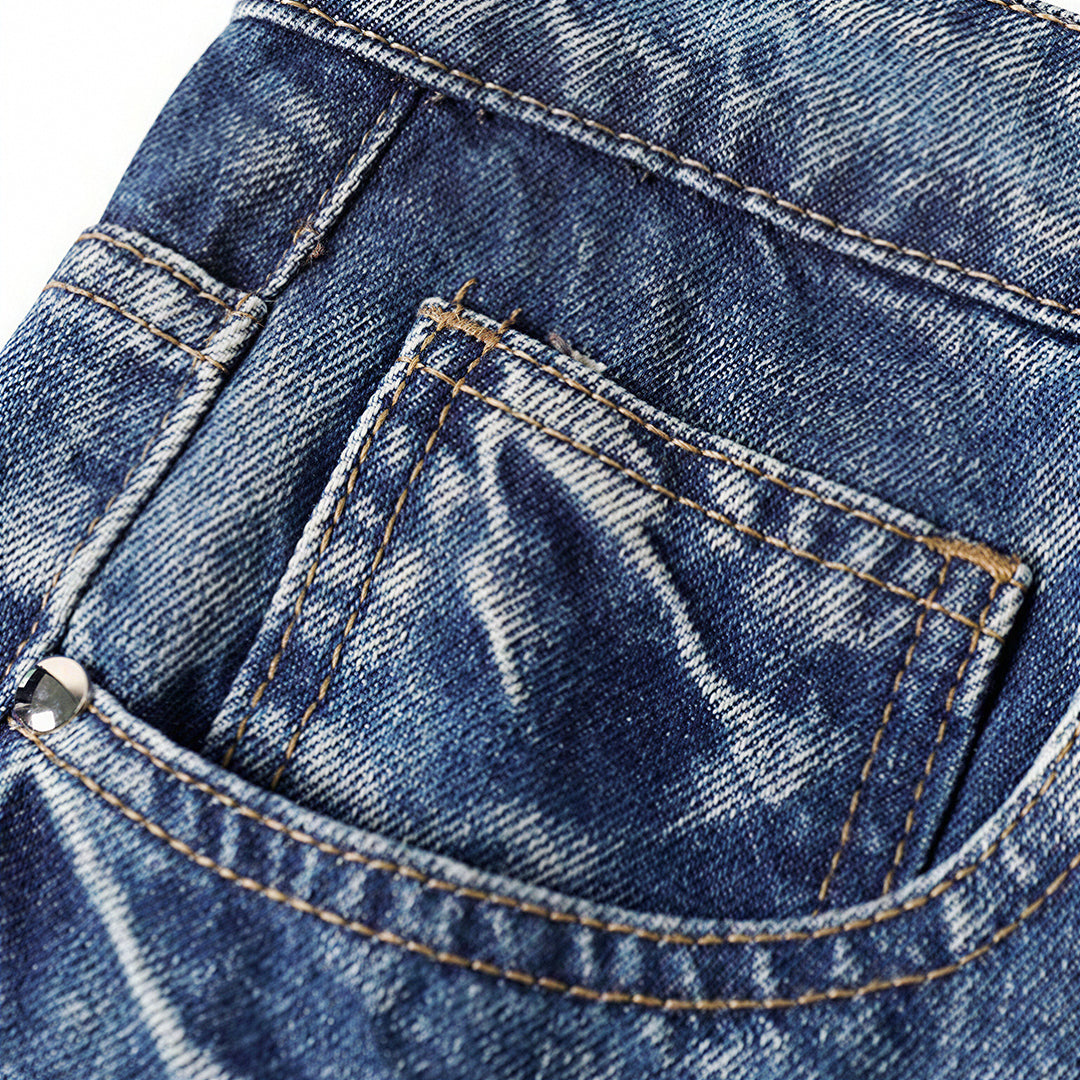 Men's Spring Color Splash Ink Washed Baggy Denim Jeans