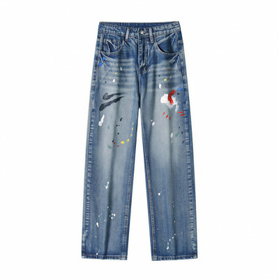 Men's Spring Splash Ink Graffiti Baggy Denim Jeans
