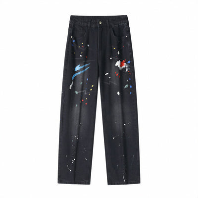 Men's Spring Splash Ink Graffiti Baggy Denim Jeans