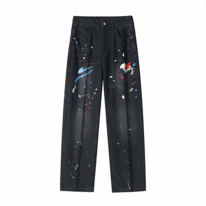 Men's Spring Splash Ink Graffiti Baggy Denim Jeans
