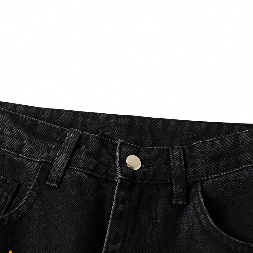 Men's Spring Splash Ink Washed Baggy Wide Leg Denim Jeans