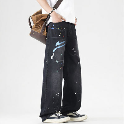 Men's Spring Splash Ink Graffiti Baggy Denim Jeans