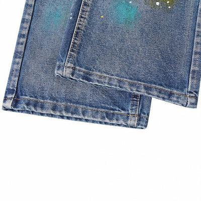 Men's Spring Color Splash Ink Washed Baggy Denim Jeans