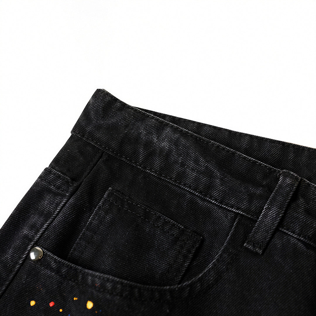 Men's Spring Splash Ink Washed Baggy Wide Leg Denim Jeans