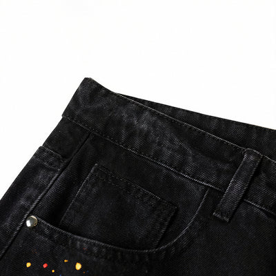 Men's Spring Splash Ink Washed Baggy Wide Leg Denim Jeans