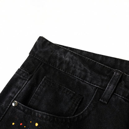 Men's Spring Splash Ink Washed Baggy Wide Leg Denim Jeans