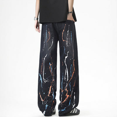 Men's Spring Colorful Splash Ink Graffiti Baggy Denim Jeans
