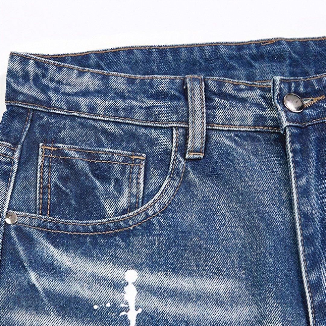 Men's Spring Colorful Splash Ink Graffiti Baggy Denim Jeans