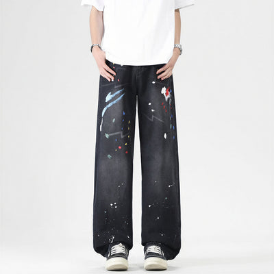 Men's Spring Splash Ink Graffiti Baggy Denim Jeans