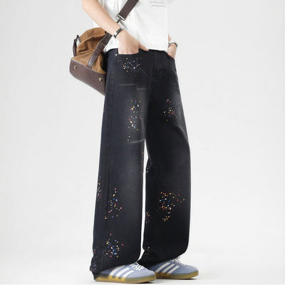 Men's Spring Splash Ink Washed Baggy Wide Leg Denim Jeans
