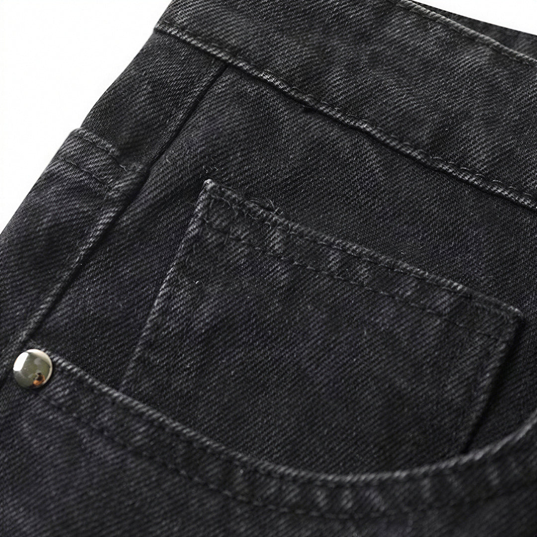 Men's Spring Flame Splash Ink Spliced Washed Denim Jeans
