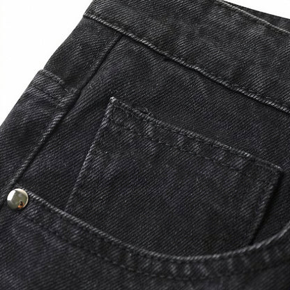 Men's Spring Flame Splash Ink Spliced Washed Denim Jeans