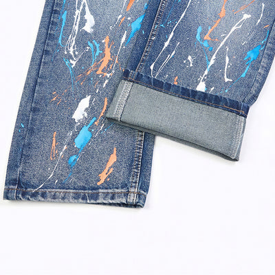 Men's Spring Colorful Splash Ink Graffiti Baggy Denim Jeans