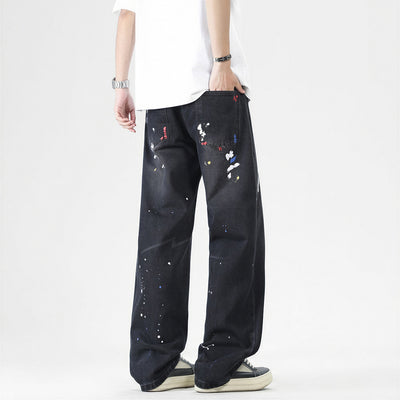 Men's Spring Splash Ink Graffiti Baggy Denim Jeans