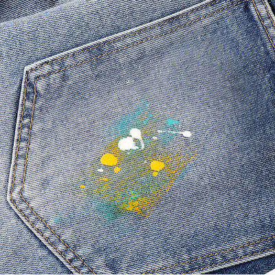 Men's Spring Color Splash Ink Washed Baggy Denim Jeans