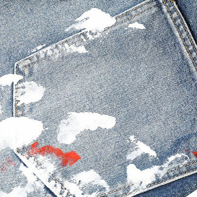 Men's Spring Graffiti Splash Ink Washed Baggy Denim Jeans