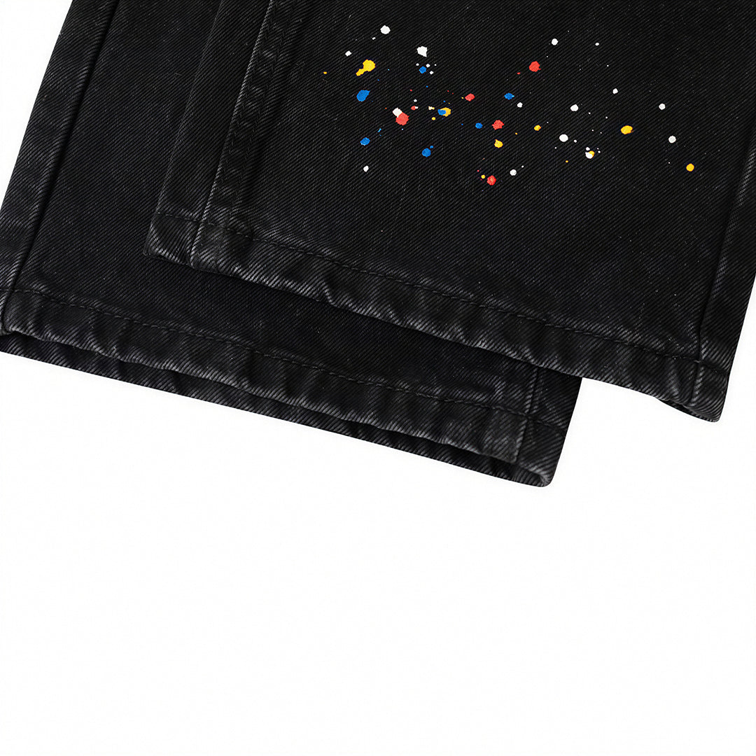 Men's Spring Splash Ink Washed Baggy Wide Leg Denim Jeans