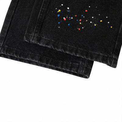 Men's Spring Splash Ink Washed Baggy Wide Leg Denim Jeans