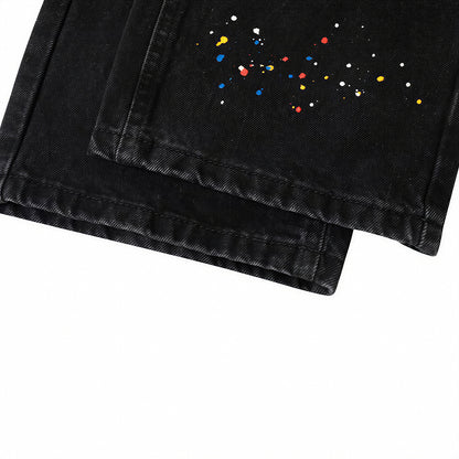 Men's Spring Splash Ink Washed Baggy Wide Leg Denim Jeans