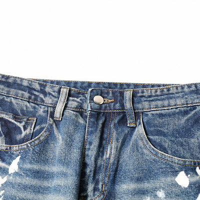 Men's Spring Graffiti Splash Ink Washed Baggy Denim Jeans