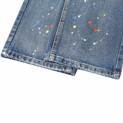 Men's Spring Graffiti Splash Ink Washed Baggy Denim Jeans
