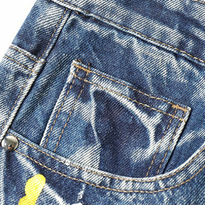 Men's Spring Graffiti Splash Ink Washed Baggy Denim Jeans