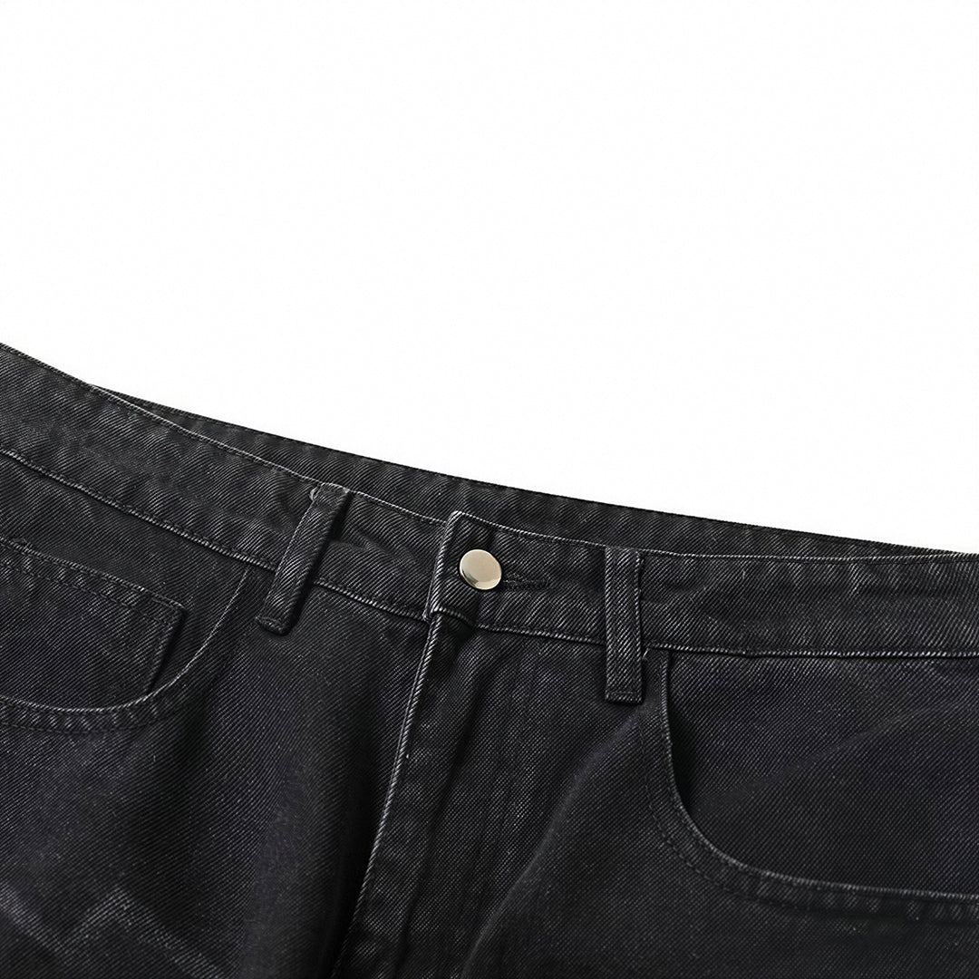 Men's Spring Flame Splash Ink Spliced Washed Denim Jeans