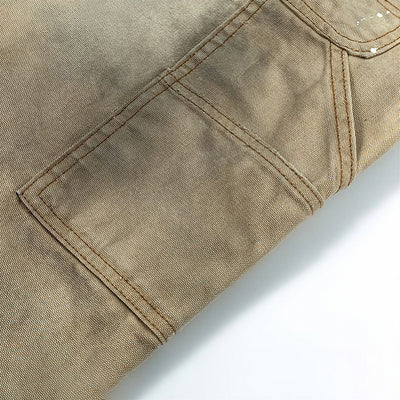 Men's Spring Mud Washed Ripped Carpenter Denim Jeans