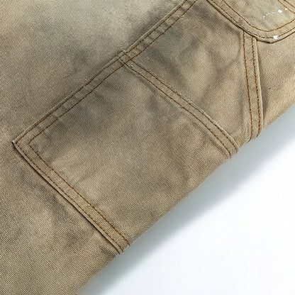 Men's Spring Mud Washed Ripped Carpenter Denim Jeans