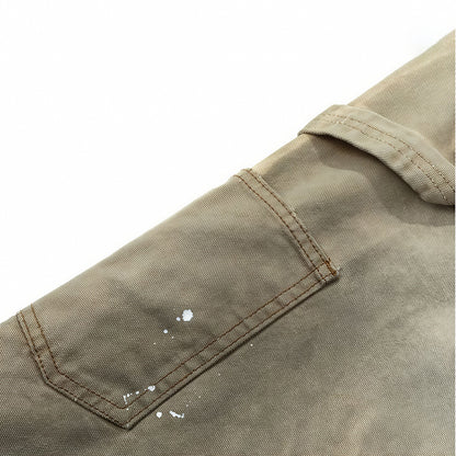 Men's Spring Mud Washed Ripped Carpenter Denim Jeans
