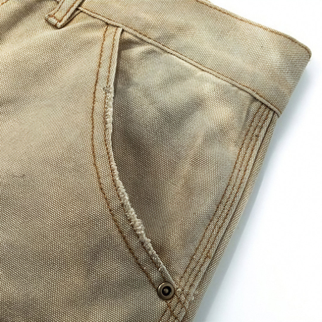 Men's Spring Mud Washed Ripped Carpenter Denim Jeans