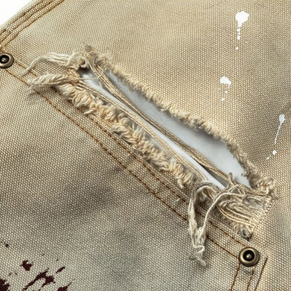 Men's Spring Mud Washed Ripped Carpenter Denim Jeans