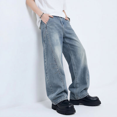 Men's Spring Blue Washed Deconstructed Arc Denim Jeans